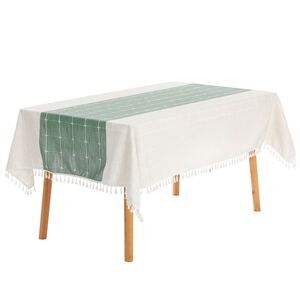 1 Pack Rectangle Rustic Tablecloth, 55x71inch Green